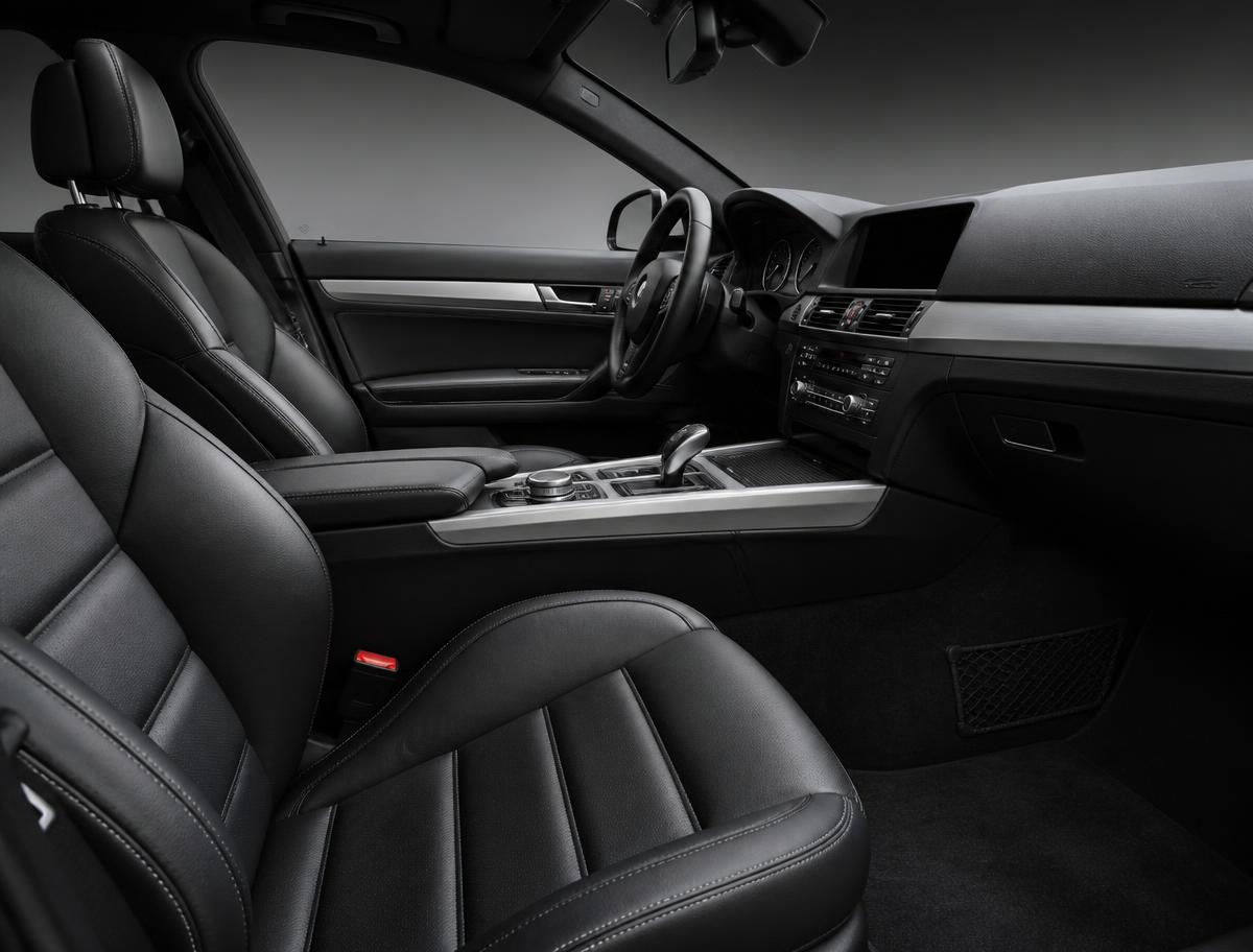 Clean black leather luxury vehicle interior